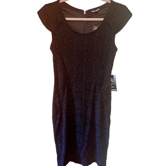 Express Black Lace Fitted Mini Dress - Size 4 - NWT - Picture 1 of 7